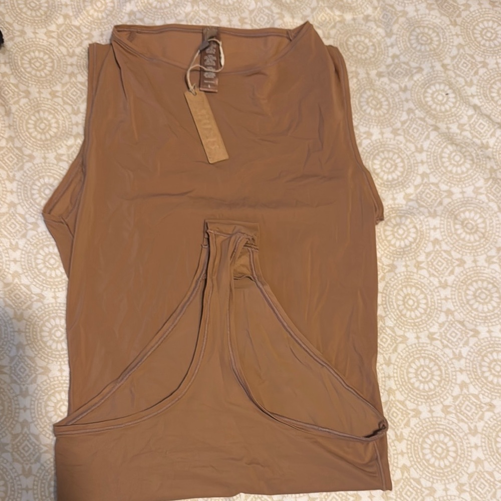 SKIMS Brown Tan Sleeveless Cut Out Tank Top